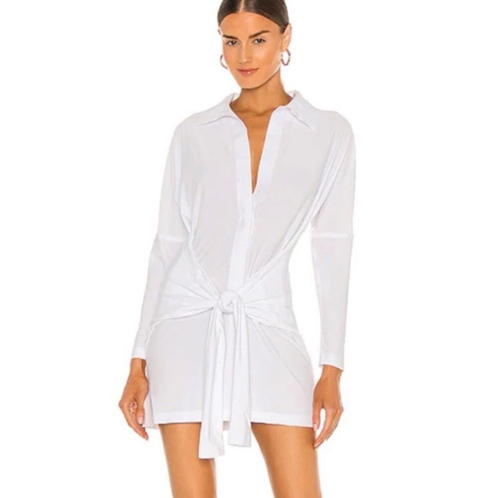 NWT Norma Kamali Mini Tie Front NK Shirt Dress Size Small